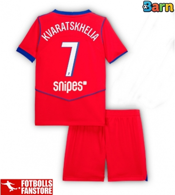 Paris Saint-Germain Khvicha Kvaratskhelia #7 Tredje Tröja Barn 2025-26 Kortärmad (+ Korta byxor)